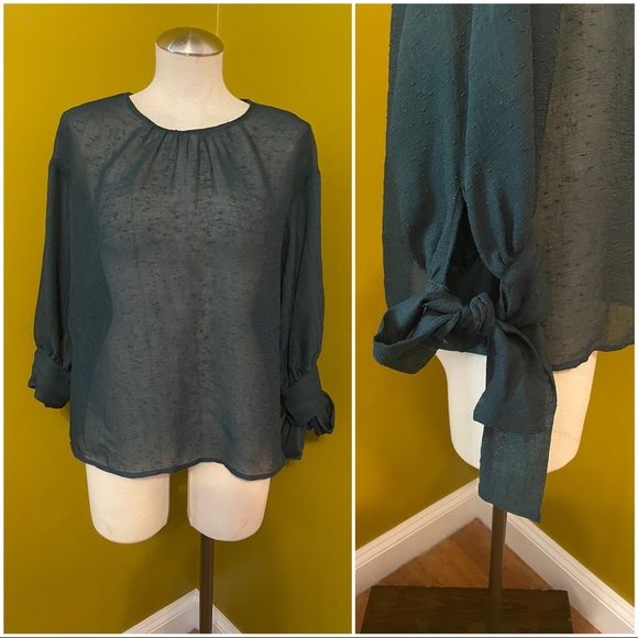 Zara shear forest green tunic blouse - Picture 7 of 7